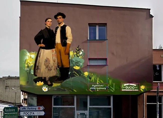 Mural Zamiast Reklamy. Na Ścianie Budynku Pojawił Się Rybnicki Strój Ludowy