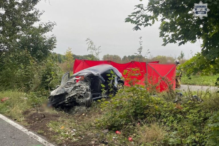 Śmiertelny wypadek w Mikołowie. W dzielnicy Mokre kierujący samochodem Renault Clio uderzył w drzewo, następnie zjechał na pobocze, gdzie doszło do pożaru pojazdu. 50-letni kierujący poniósł śmierć na miejscu.