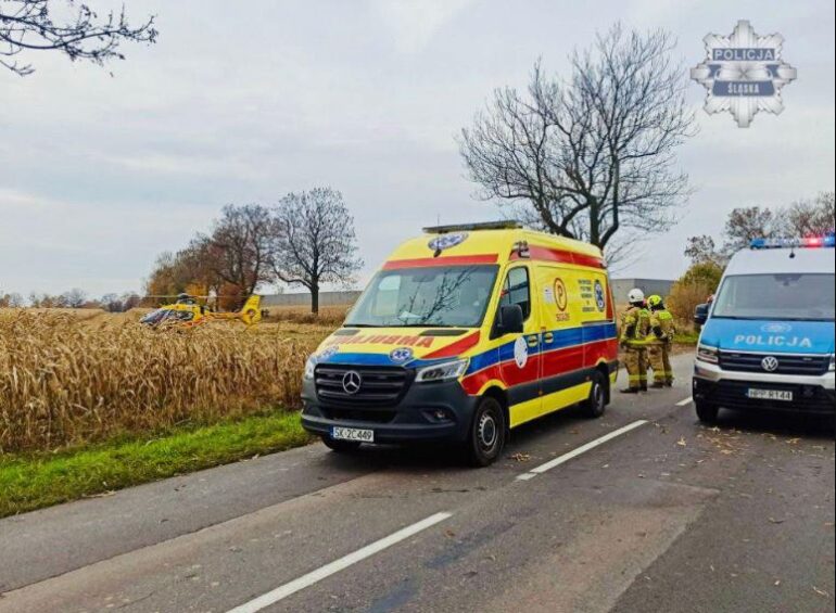 Wypadek w Stanowicach: w zderzeniu osobowego suzuki z motocyklistą zginął kierujący jednośladem 41-latek.