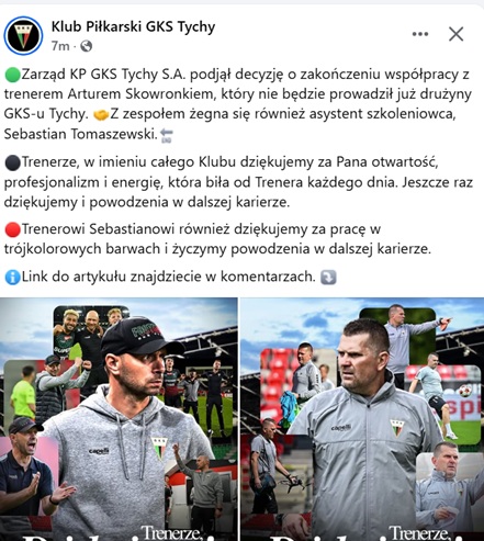 Po dziesięciu meczach bez zwycięstwa GKS Tychy zakończył współpracę z Arturem Skowronkiem. Z klubem odchodzi również jego asystent. Czas na nowy etap dla "Trójkolorowych".