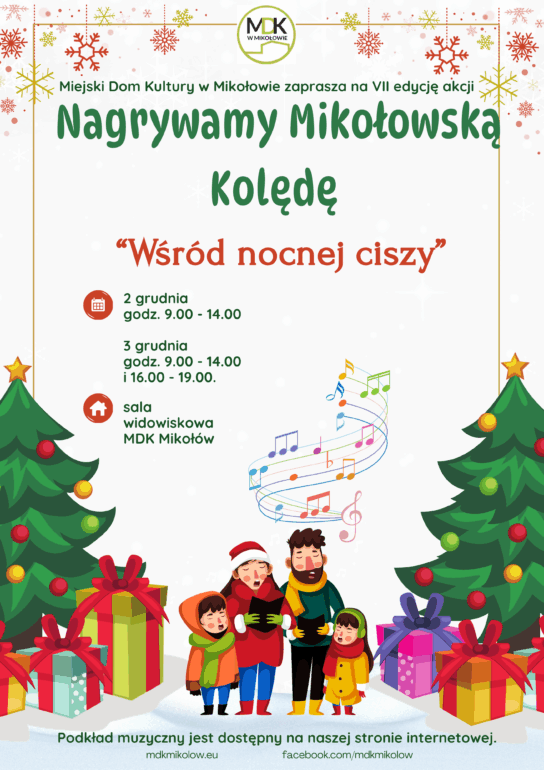 Już po raz siódmy rusza Mikołowska Kolęda. Przyjdź 2 lub 3 grudnia do MDK w Mikołowie, zaśpiewaj „Wśród nocnej ciszy” i zostań częścią świątecznego projektu mieszkańców!