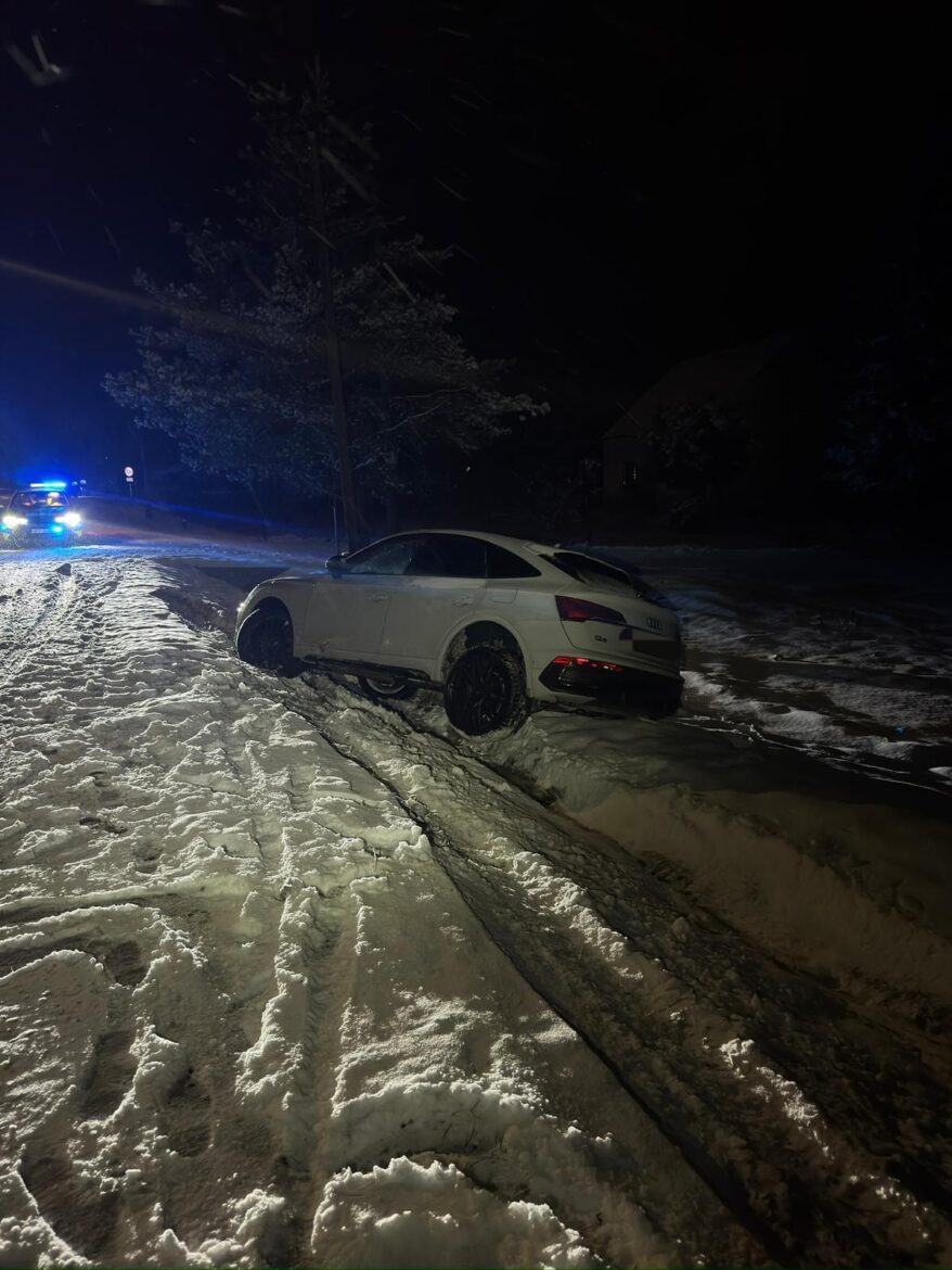 Kierowca Audi miał 2 promile. Auto wylądowało w rowie (fot. policja)