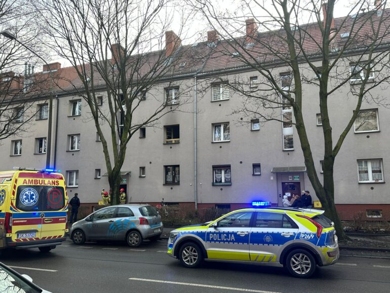 26.01.2021. Gliwice. Pożar mieszkania – jedna osoba nie żyje (fot. KMP Gliwice)