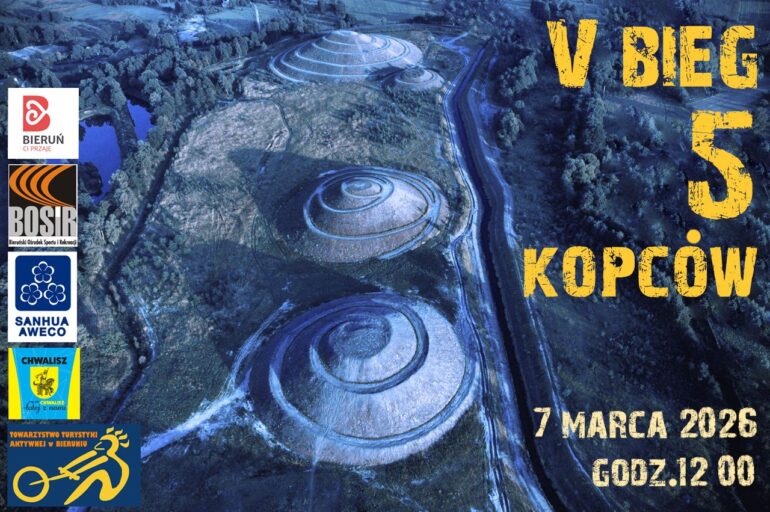 V Bieg 5 Kopców w Bieruniu odbędzie się 7 marca 2026 roku na Paciorkowcach. Uczestnicy tradycyjnie spotkają się przy stawach "Goldmana", aby połączyć sportową rywalizację ze wsparciem lokalnego celu charytatywnego. Całość opłat startowych zasili Ośrodek Błogosławionej Karoliny w Lędzinach.