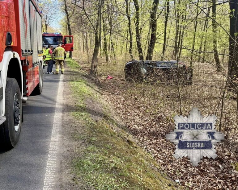 Groźny wypadek w Bytomiu. Na ulicy Frenzla z drogi wypadło auto. Fot. KMP Bytom