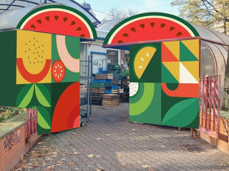 W Katowicach powstaje mural. Studencki tworzą go na targowisku przy Miarki. Fot. KAW