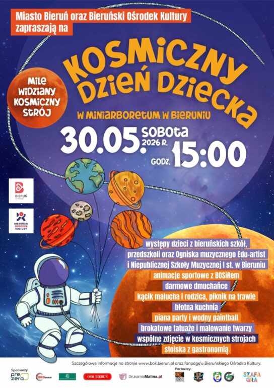 Już 30 maja Mini Arboretum w Bieruniu wypełni się animacjami, dmuchańcami, występami i rodzinną zabawą. To będzie Kosmiczny Dzień Dziecka w parkowej scenerii. Organizatorzy przygotowali atrakcje dla najmłodszych i całych rodzin.