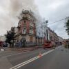 Pożar w centrum Katowic! Ogień w ruinach kamienicy po tragicznej eksplozji