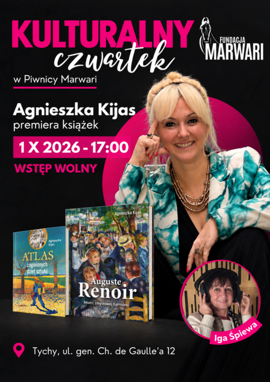 Kulturalne Czwartki w Tychach ruszają 1 października. W Piwnicy Marwari Agnieszka Kijas opowie o zaginionych dziełach sztuki i Renoirze.